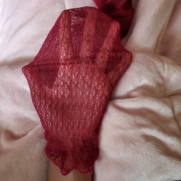 COPY - Vintage Ann Ferriday Maroon Pull Over Lace / Mesh / Stretch / Fairy Blou… - Picture 5 of 10